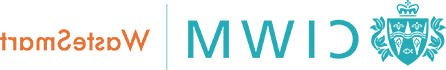 CIWM WasteSmart logo - A teal coloured crest on the left-hand side, with 'CIWM' lettering also in teal. 'WasteSmart' lettering is the to the right, coloured in orange